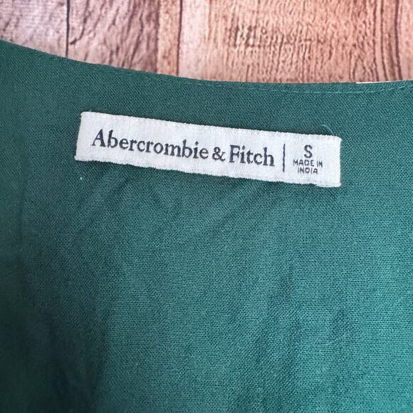Abercrombie & Fitch Dress Green Floral Smocked Waist Mini Small Cottagecore Fall - Picture 7 of 8